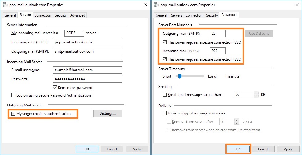 Configure with Hotmail (POP)