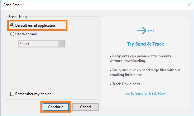Select Default email application