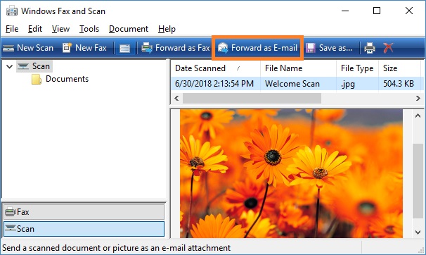 Send a document using WordPad